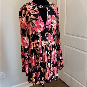 Free People Black and Red Floral Dress